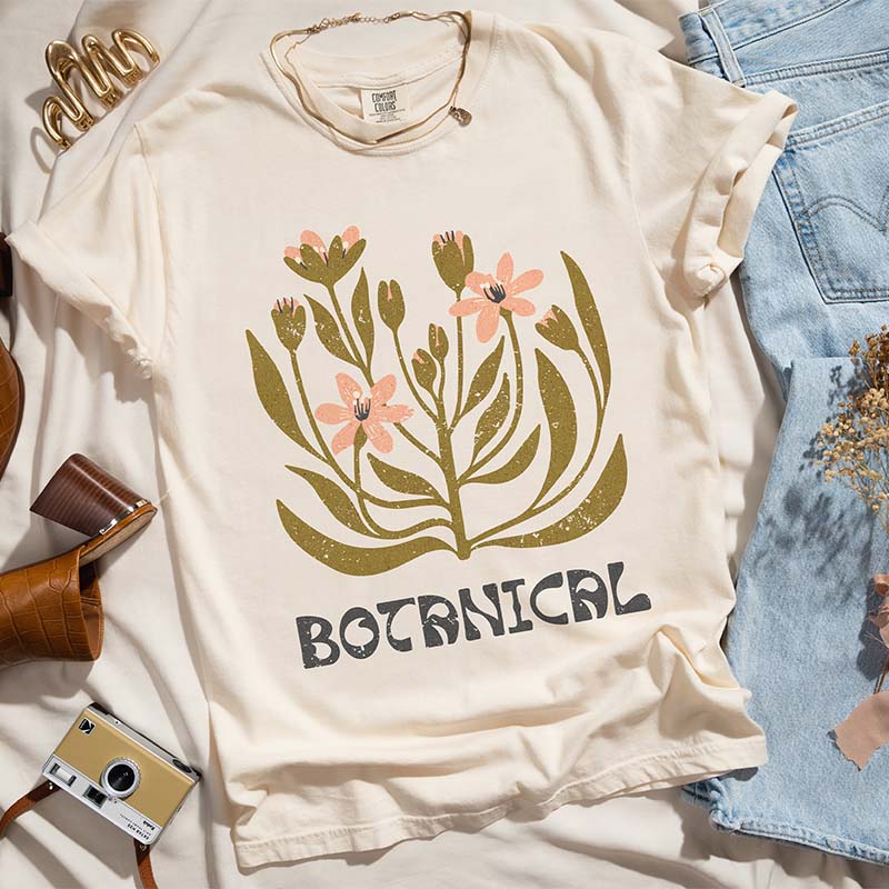 Boho Botanical Wildflower Aesthetic T-Shirt