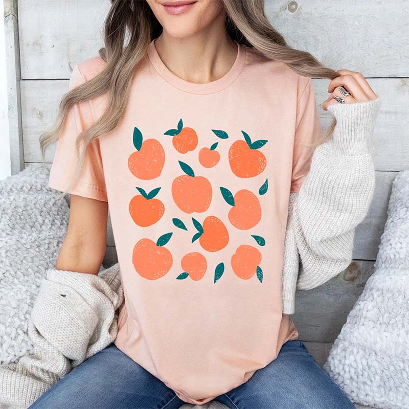 Peach Graphic  Summer Fruit T-Shirt