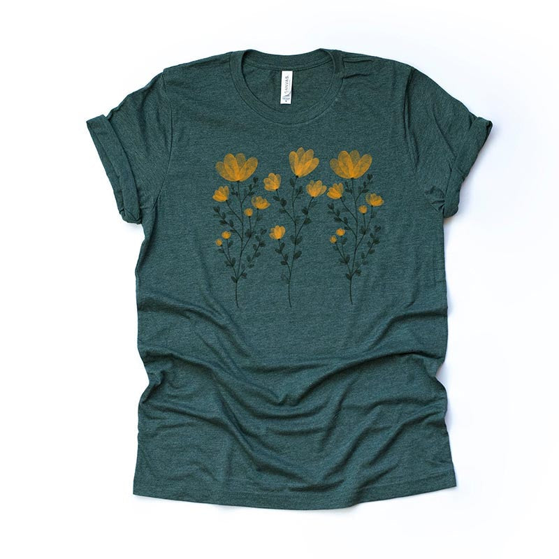 Yellow Flowers and Stems Cute T-Shirt
