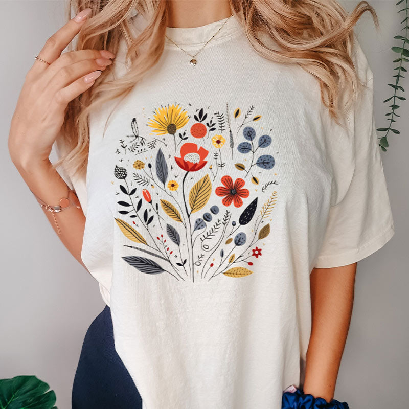 Boho Floral Garden Graphic T-Shirt