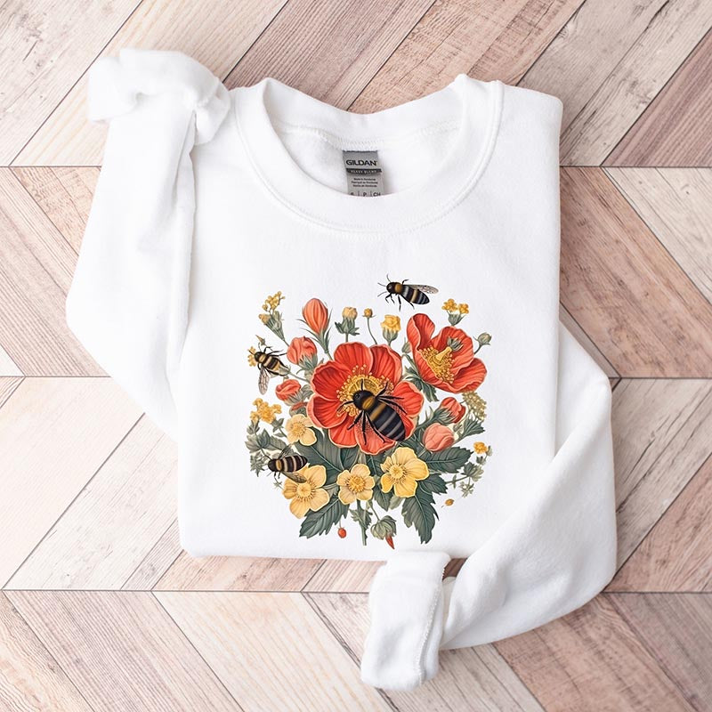 Cute Bee Botanical Sweatshirt