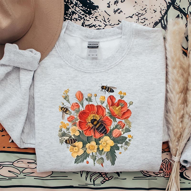 Cute Bee Botanical Sweatshirt
