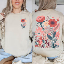 Boho Flower Minimalist Print Sweatshirt