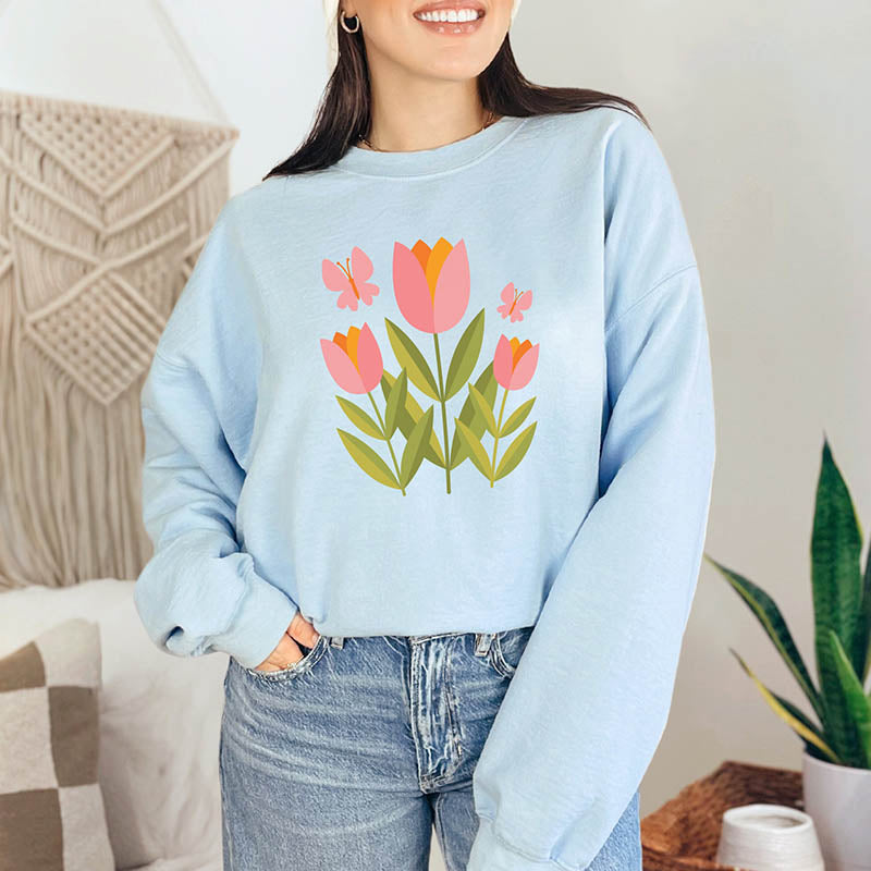 Boho Girl Flowers Tulip Sweatshirt