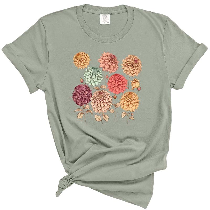 Vintage Dahlias Nature Flowers T-Shirt