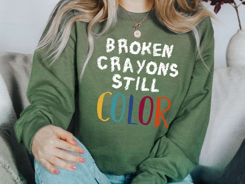 Broken Crayon Still Colorful Crew Neck Sweatshirt