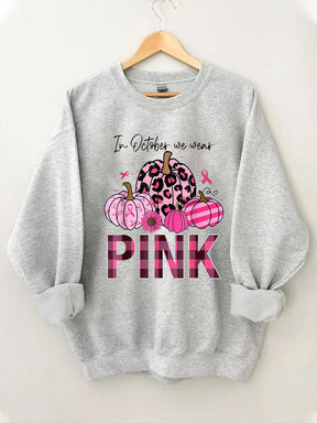 Women's October Pink Pumpkin Print Sweatshirt