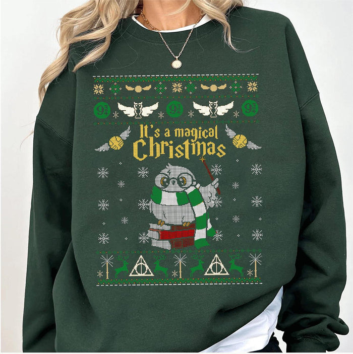 Magic Owl Wizard School Ugly Christmas Sweatshirt