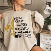 Beads Parades Crawfish Beignets King Cake Fat Tuesday Sweatshirt