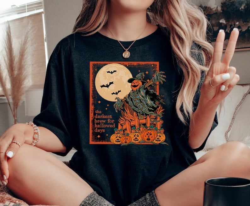 Halloween Scarecrow Horror Night Pumpkin T-shirt