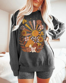Bohemian Retro Sun Moon Comfort Colors Sweatshirt