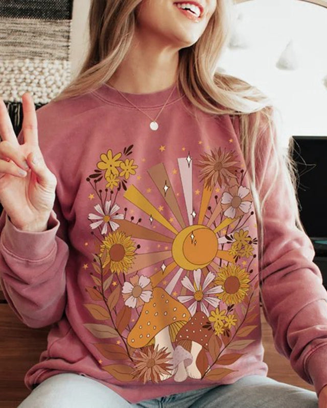 Bohemian Retro Sun Moon Comfort Colors Sweatshirt