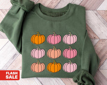 Women's Fall Pumpkin Vintage Thanksgiving Crew Neck Comfort Sweatshirt
