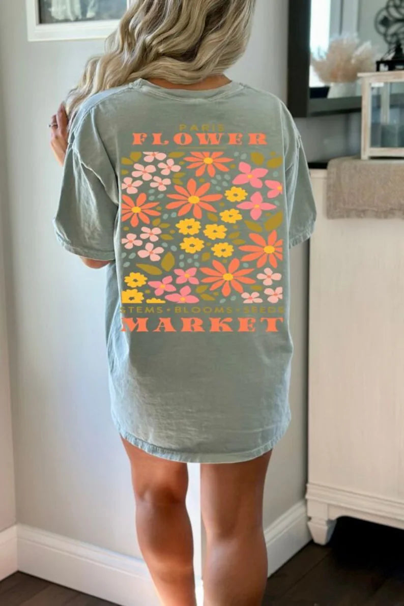 Vintage Pressed Flowers Boho Wildflowers T Shirt