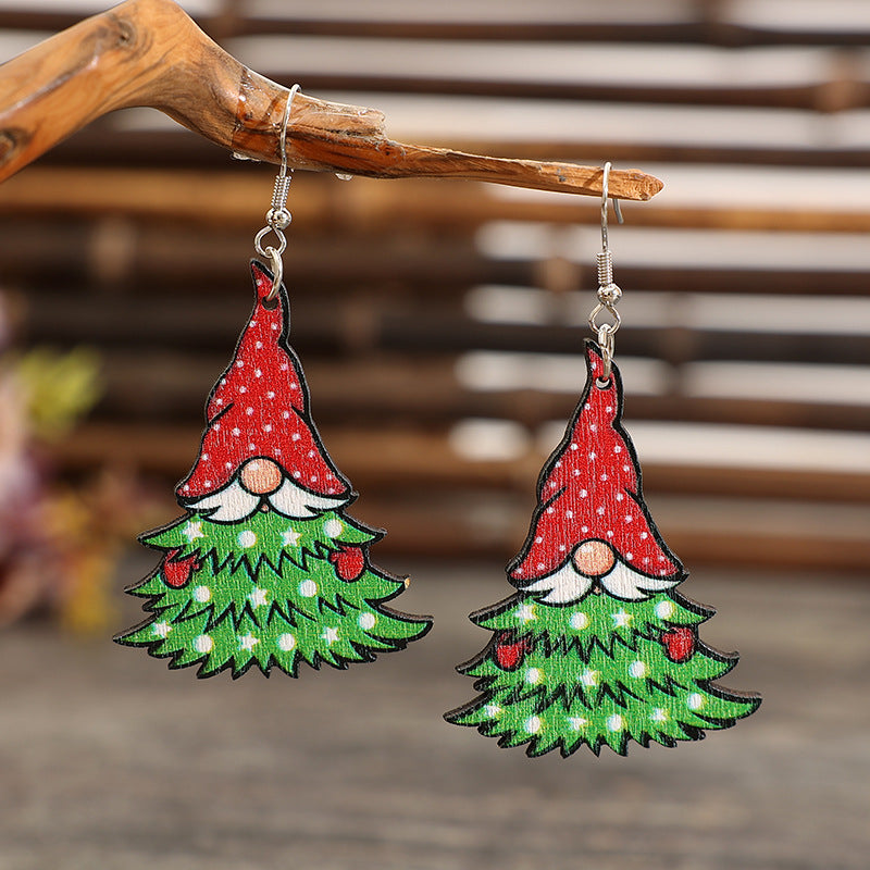 Weihnachtsbaum-Ohrringe aus Holz