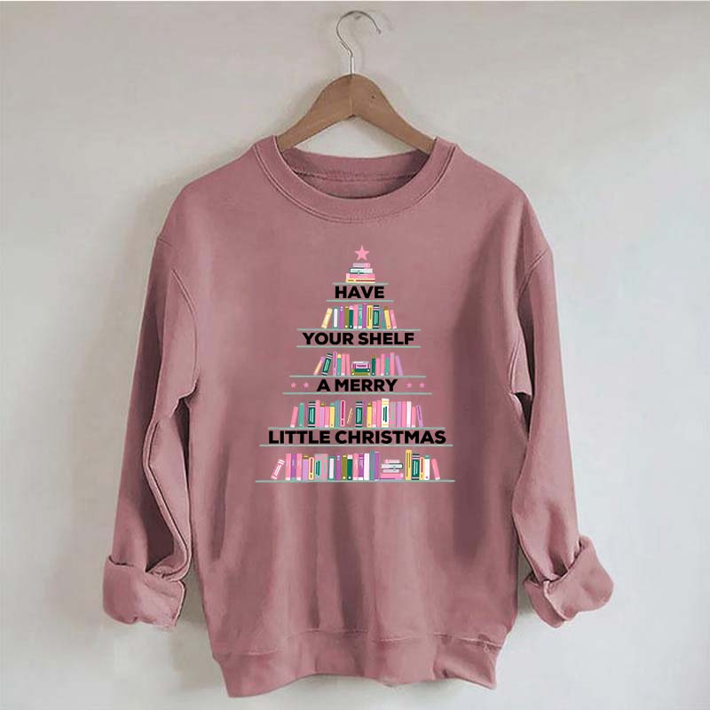 Pink Christmas Book Tree Sweatshirt