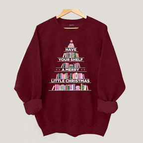 Pink Christmas Book Tree Sweatshirt