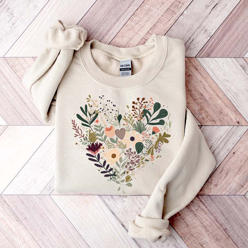 Retro Floral Heart All You Need Is Love Sweatshirt