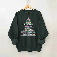 Pink Christmas Book Tree Sweatshirt