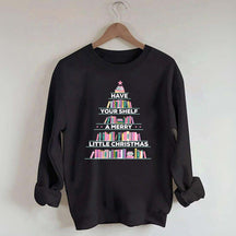 Pink Christmas Book Tree Sweatshirt