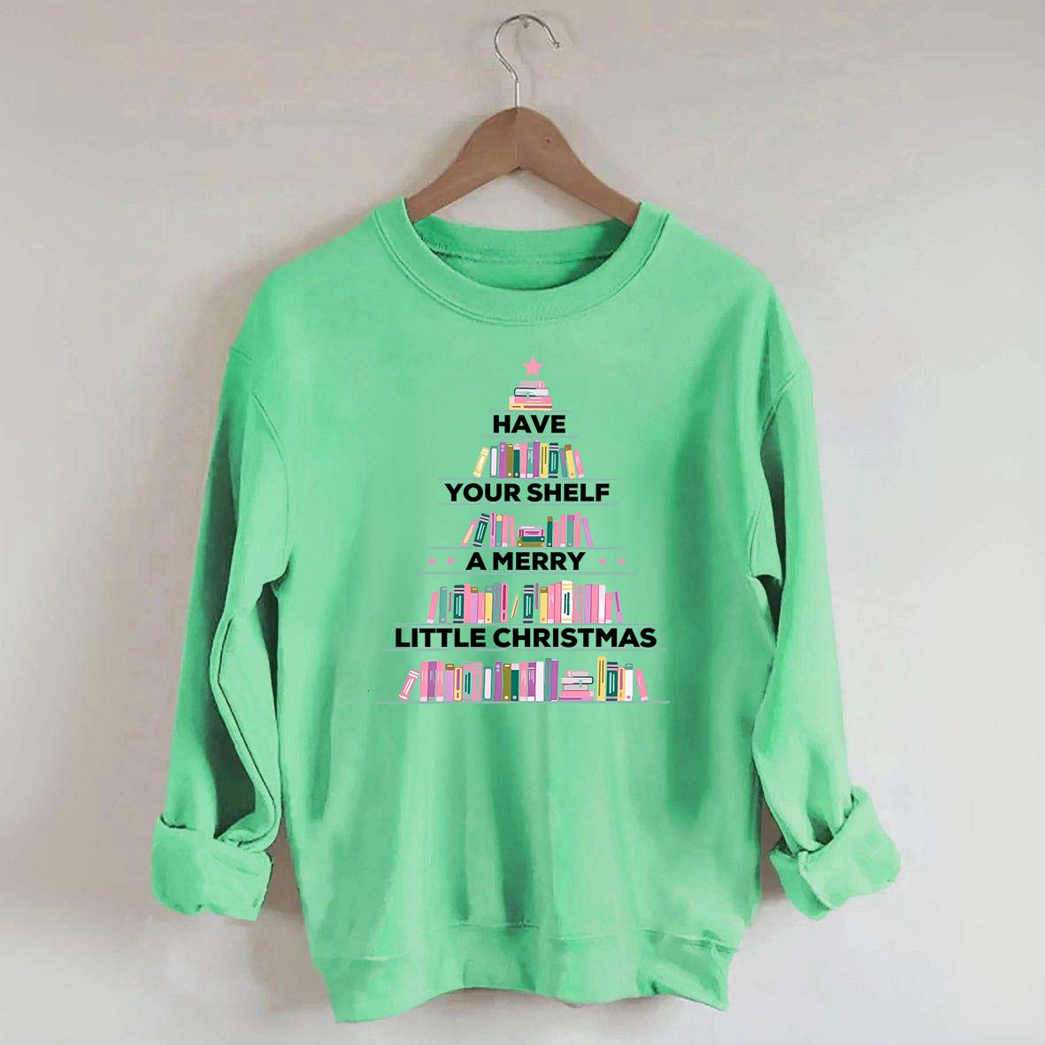 Pink Christmas Book Tree Sweatshirt