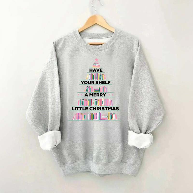 Pink Christmas Book Tree Sweatshirt