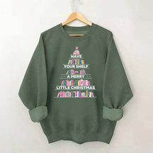 Pink Christmas Book Tree Sweatshirt