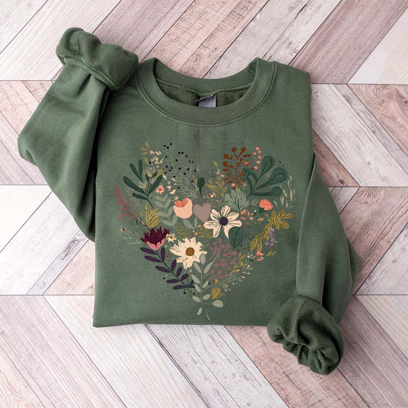 Retro Floral Heart All You Need Is Love Sweatshirt