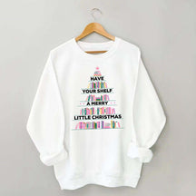 Pink Christmas Book Tree Sweatshirt