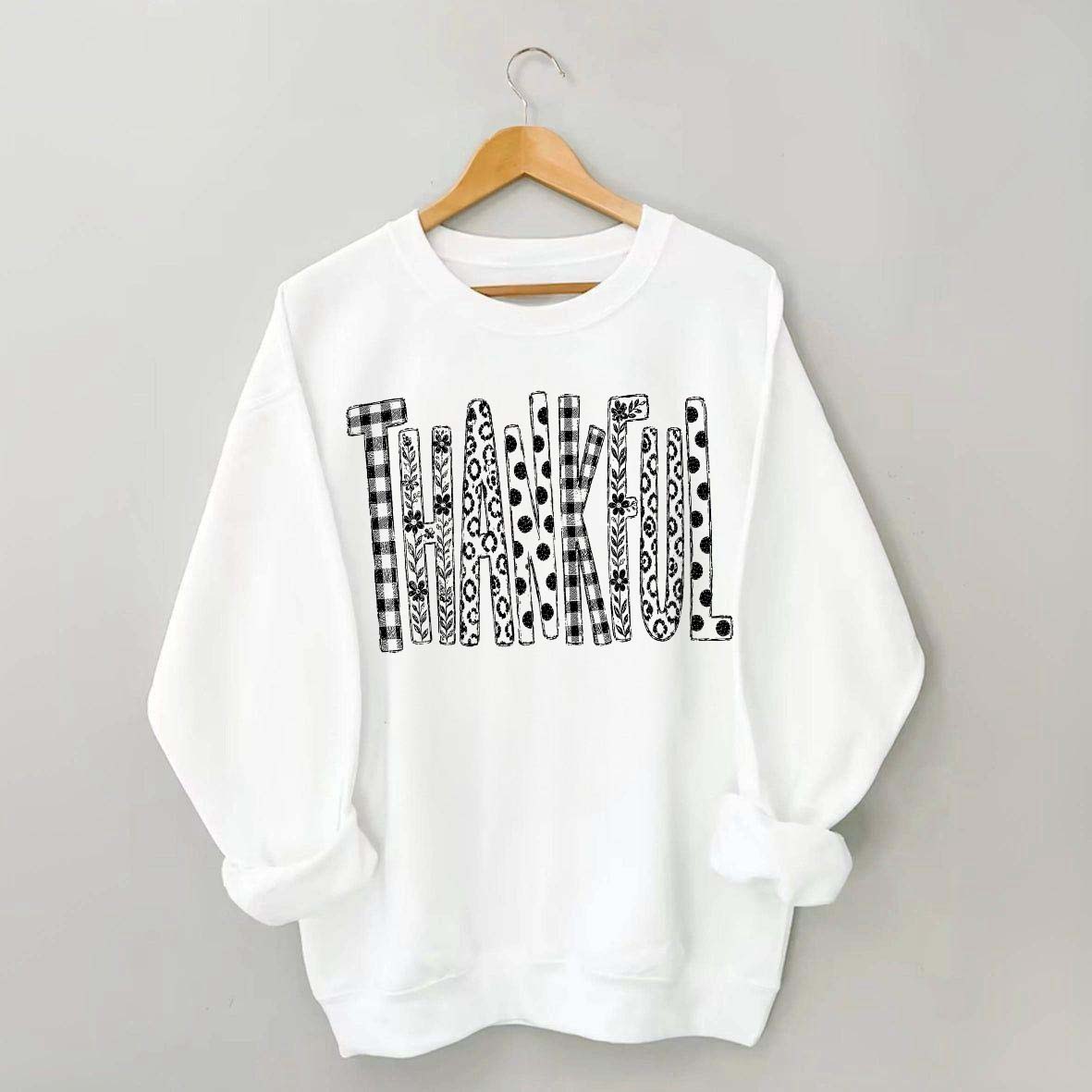 White Thankful Floral Lover Sweatshirt