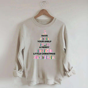 Pink Christmas Book Tree Sweatshirt