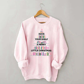 Pink Christmas Book Tree Sweatshirt