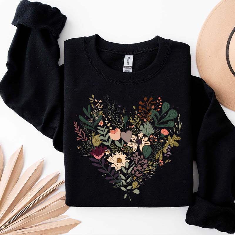 Retro Floral Heart All You Need Is Love Sweatshirt