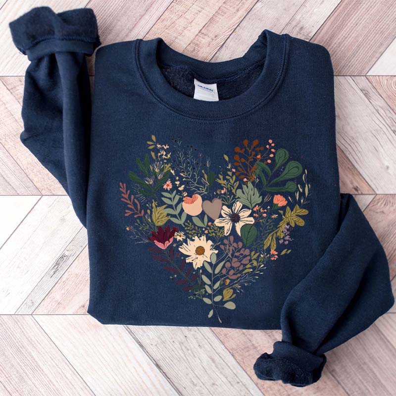 Retro Floral Heart All You Need Is Love Sweatshirt