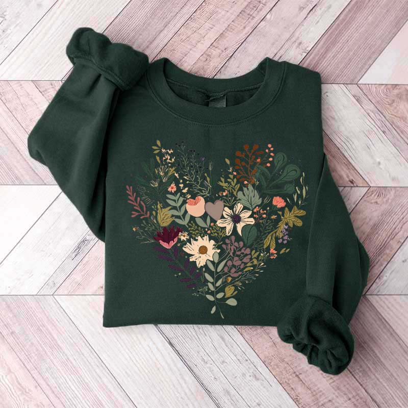 Retro Floral Heart All You Need Is Love Sweatshirt