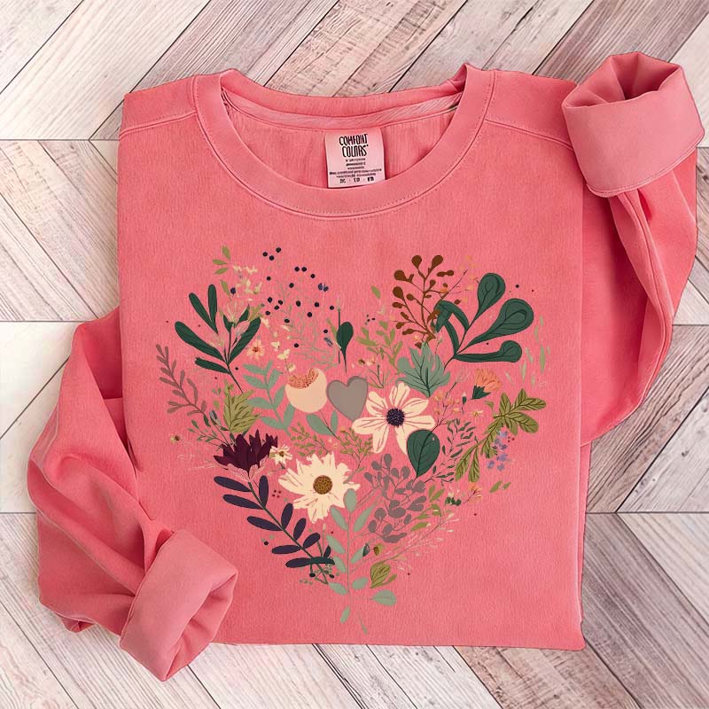 Retro Floral Heart All You Need Is Love Sweatshirt
