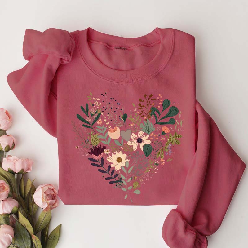 Retro Floral Heart All You Need Is Love Sweatshirt