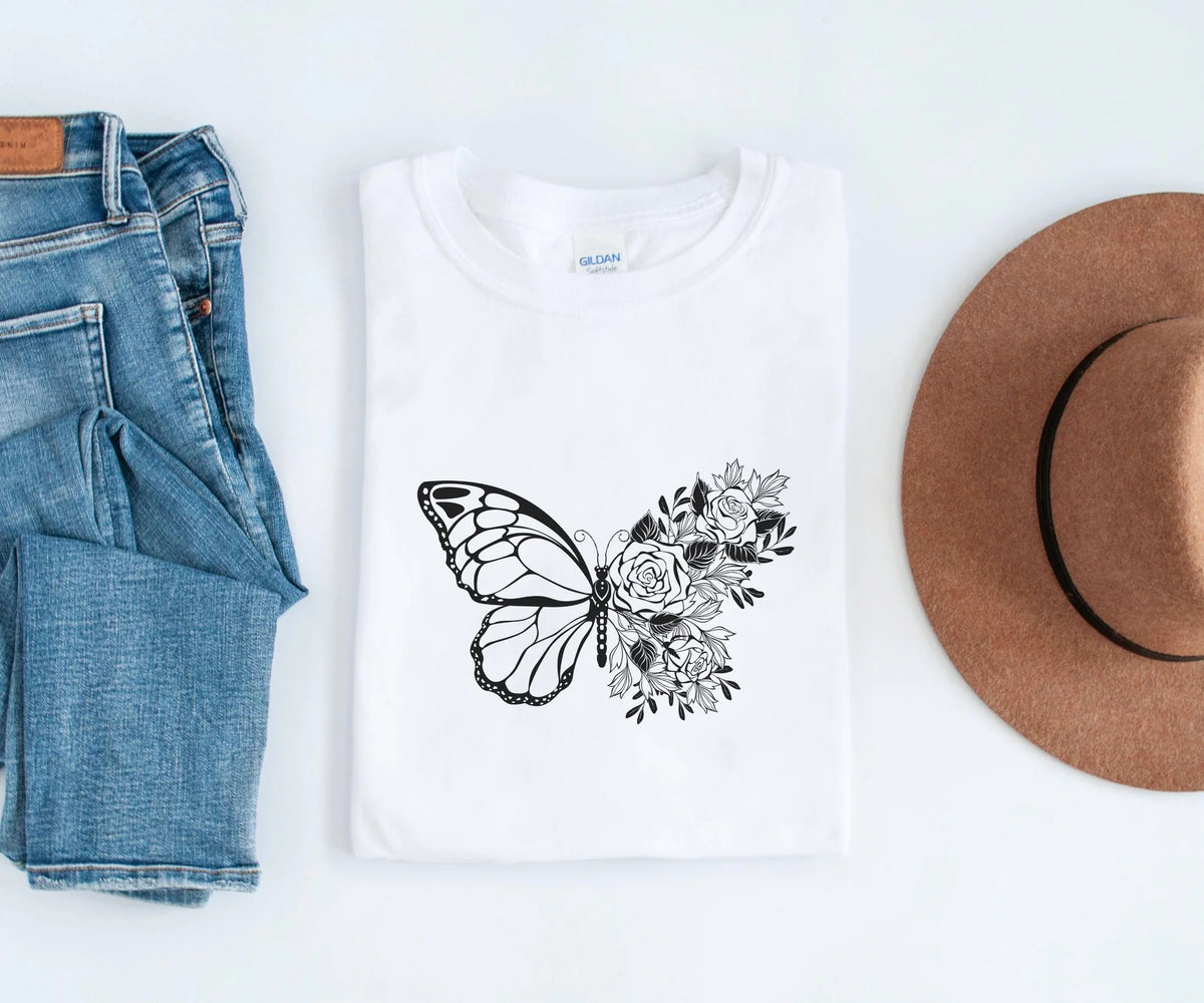 Blumen-Schmetterlings-Shirt