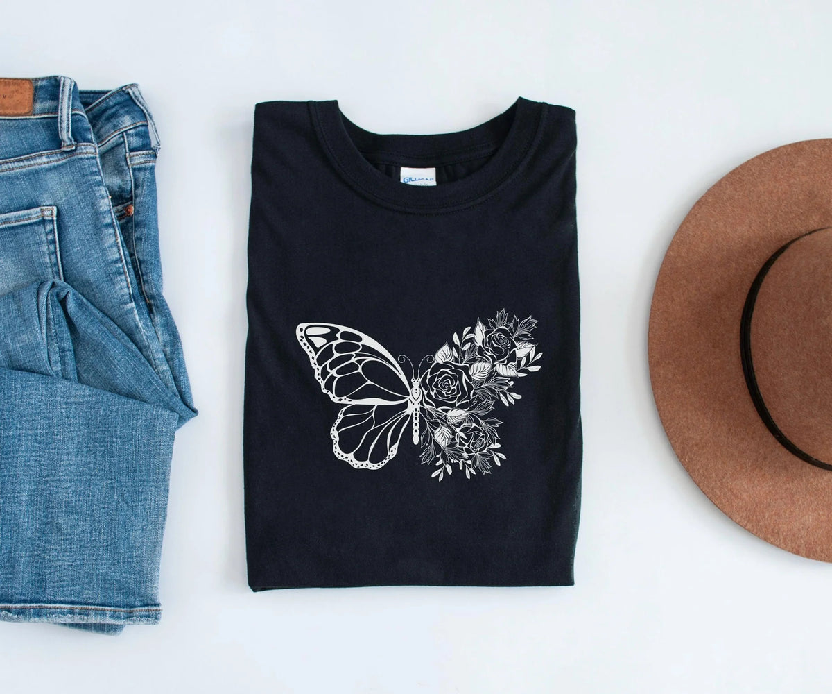 Blumen-Schmetterlings-Shirt