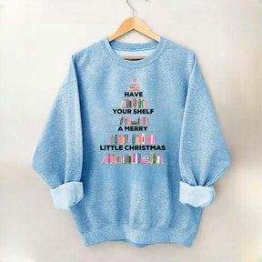 Pink Christmas Book Tree Sweatshirt