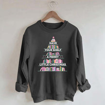 Pink Christmas Book Tree Sweatshirt