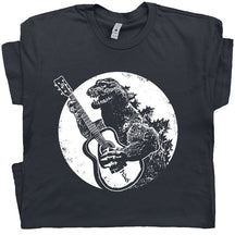 Gitarren-T-Shirt. Lustiger Dinosaurier, der Gitarre spielt