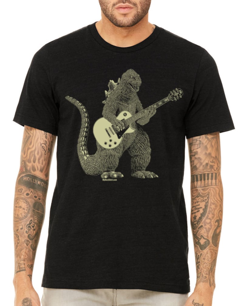 Godzilla spielt Gitarre Shirt Dinosaurier Cooles T-Shirt