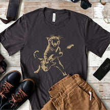 Rock Cat Playing Guitar Shirt Funny Guitar Cat T-Shirt