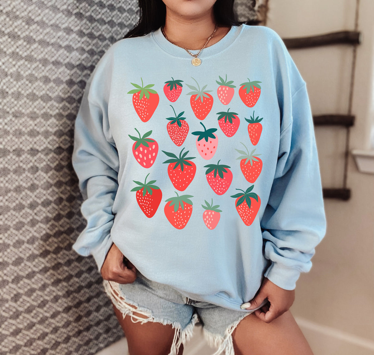 Strawberry crew neck aesthetic sweatshirt
