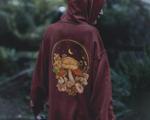 Ästhetischer Magic Mushroom Wildflower Hoodie mit Rückenaufdruck