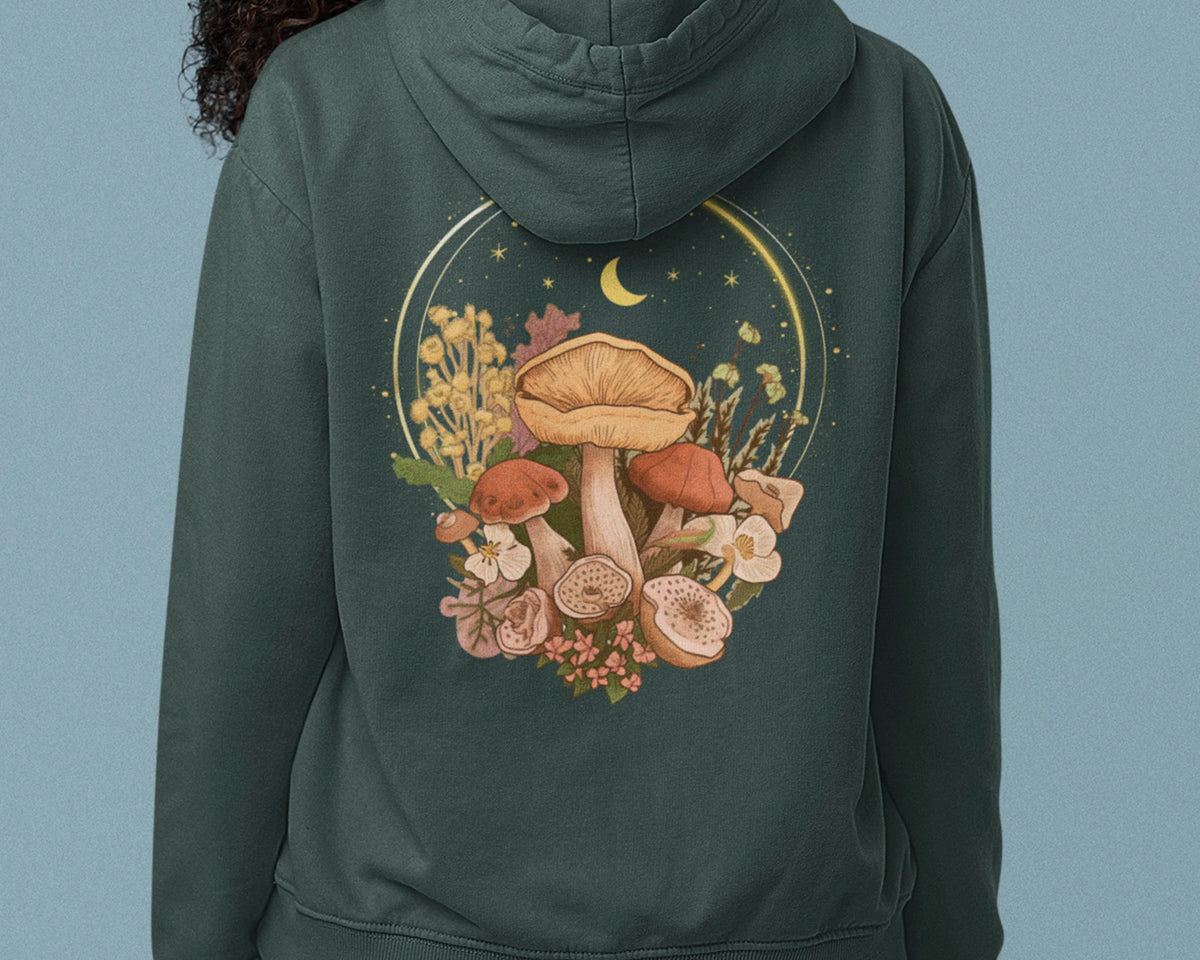 Aesthetic Magic Mushroom Wildflower Back Print Hoodie