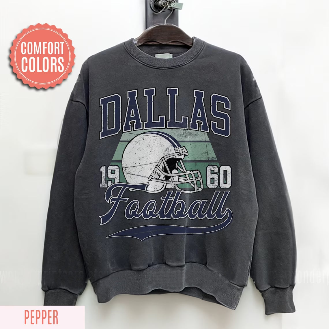Dallas Football Vintage Style Comfort Colors Sweatshirt