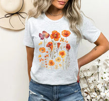 Orange gepresstes Wildblumen-Boho-Blumen-Sweatshirt