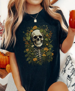 Summer Floral Skull Funny Plant Lovers T-shirt